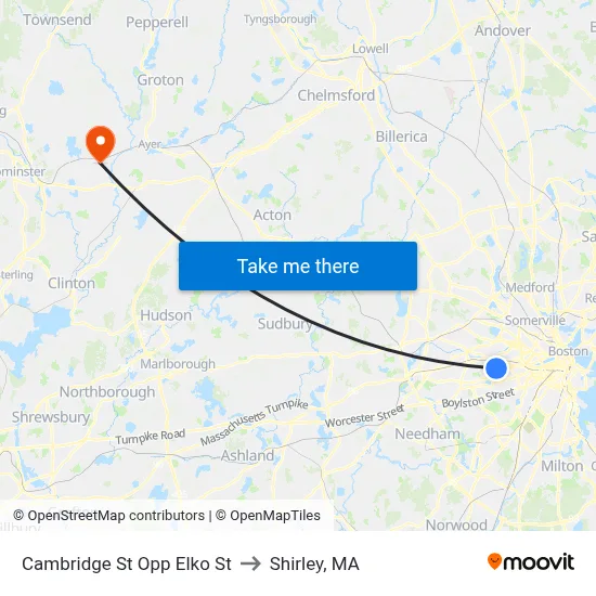 Cambridge St Opp Elko St to Shirley, MA map