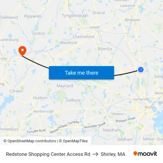 Redstone Shopping Center Access Rd to Shirley, MA map