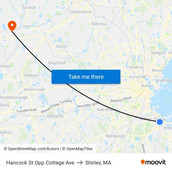 Hancock St Opp Cottage Ave to Shirley, MA map