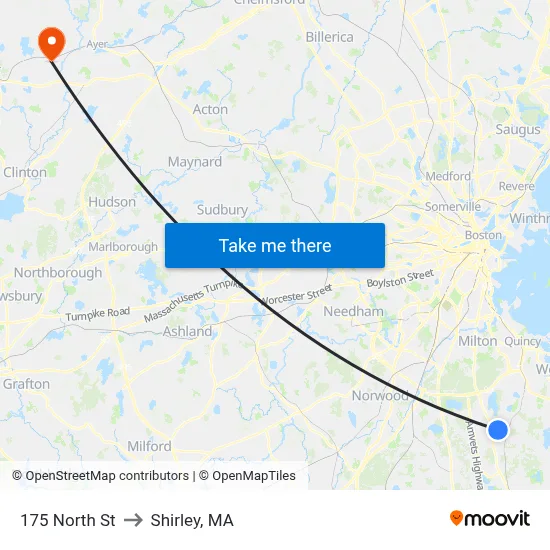 175 North St to Shirley, MA map