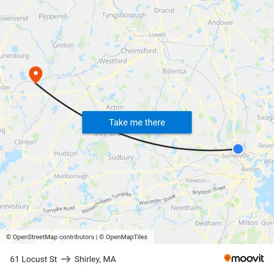 61 Locust St to Shirley, MA map