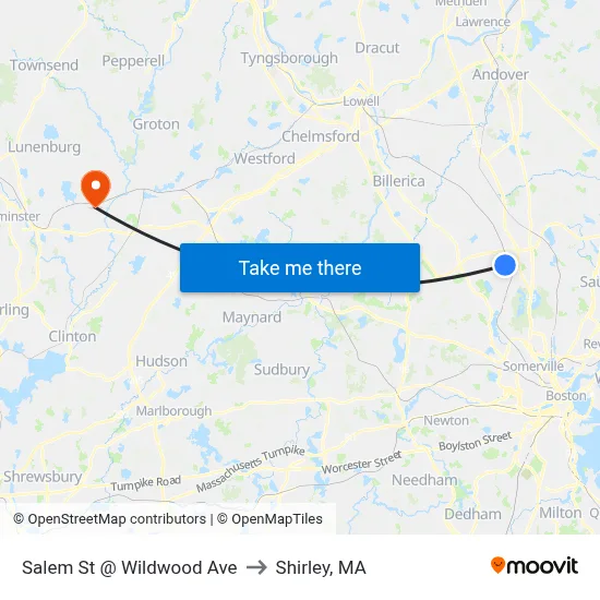 Salem St @ Wildwood Ave to Shirley, MA map