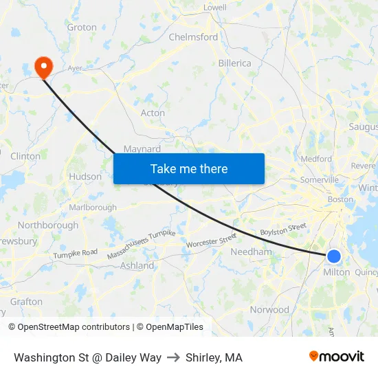 Washington St @ Dailey Way to Shirley, MA map