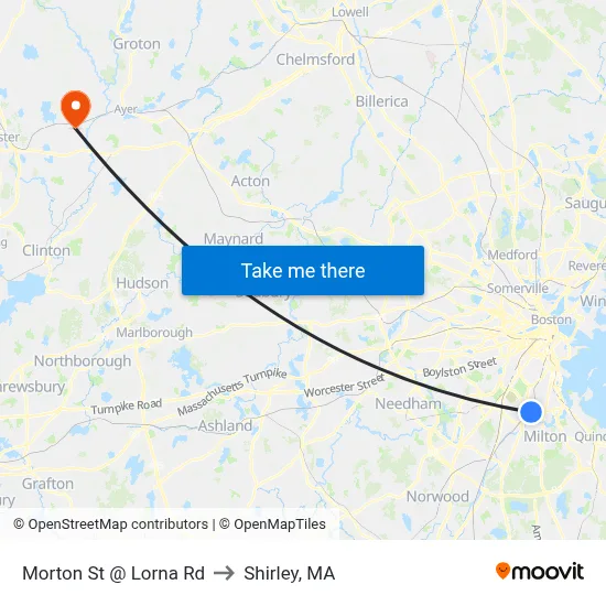 Morton St @ Lorna Rd to Shirley, MA map