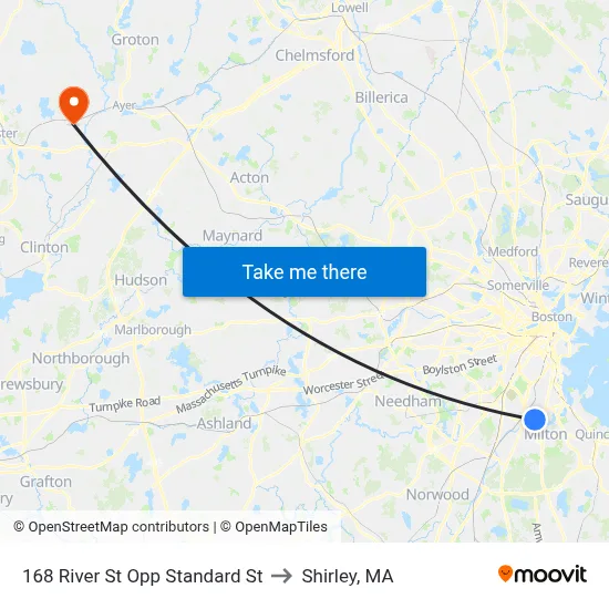 168 River St Opp Standard St to Shirley, MA map