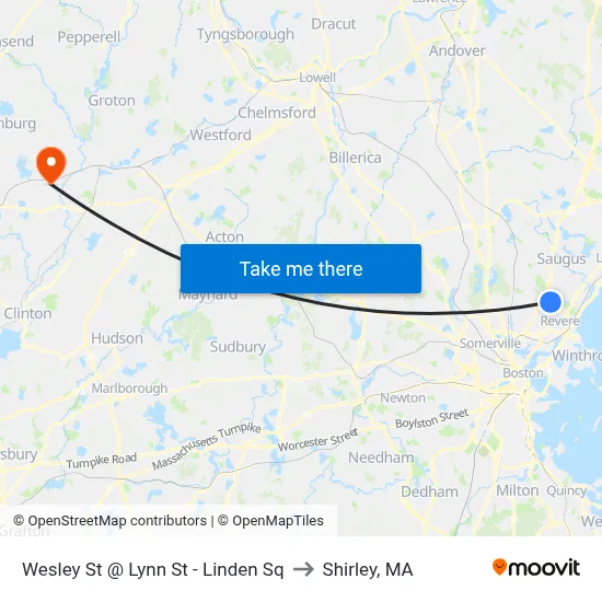 Wesley St @ Lynn St - Linden Sq to Shirley, MA map