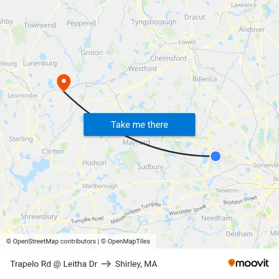 Trapelo Rd @ Leitha Dr to Shirley, MA map