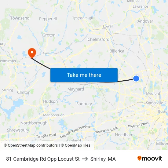 81 Cambridge Rd Opp Locust St to Shirley, MA map