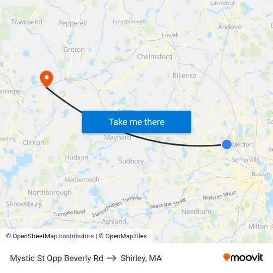 Mystic St Opp Beverly Rd to Shirley, MA map