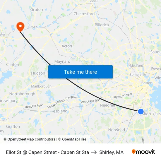 Eliot St @ Capen Street - Capen St Sta to Shirley, MA map