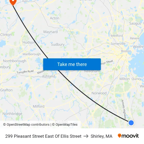299 Pleasant Street East Of Ellis Street to Shirley, MA map