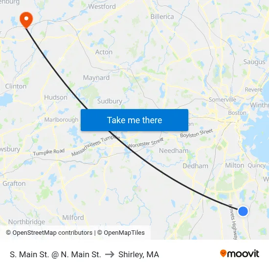 S. Main St. @ N. Main St. to Shirley, MA map