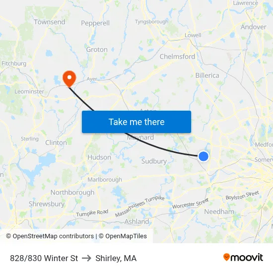828/830 Winter St to Shirley, MA map