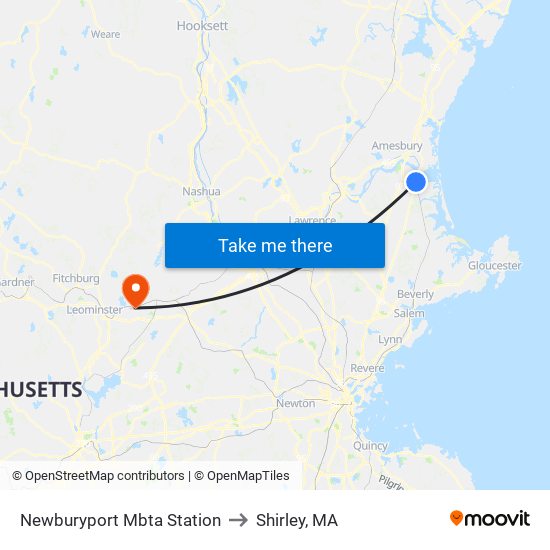 Newburyport Mbta Station to Shirley, MA map