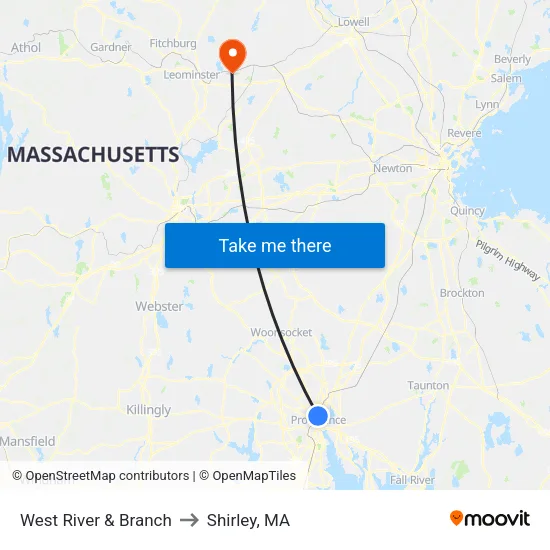 West River & Branch to Shirley, MA map