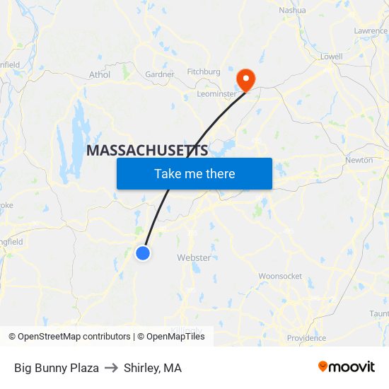 Big Bunny Plaza to Shirley, MA map