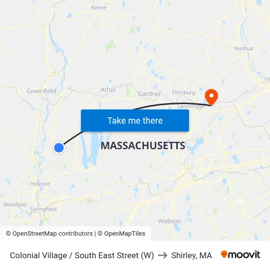 Colonial Village / South East Street (W) to Shirley, MA map