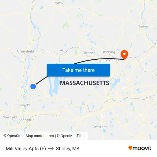Mill Valley Apts (E) to Shirley, MA map