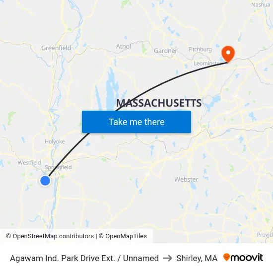 Agawam Ind. Park Drive Ext. / Unnamed to Shirley, MA map