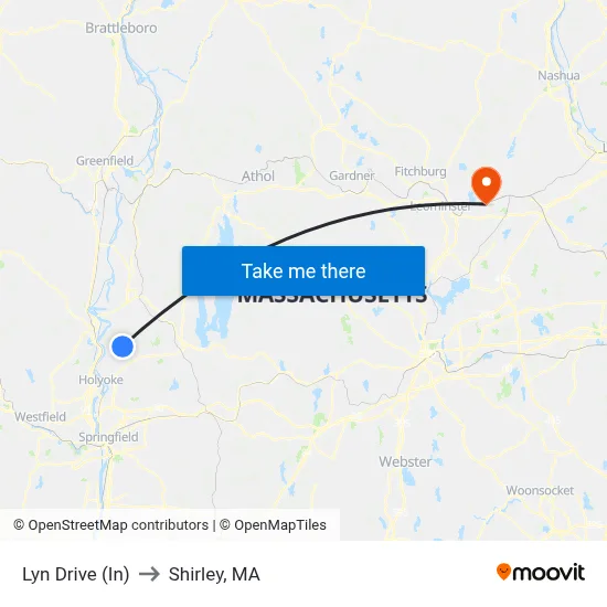 Lyn Drive (N) to Shirley, MA map