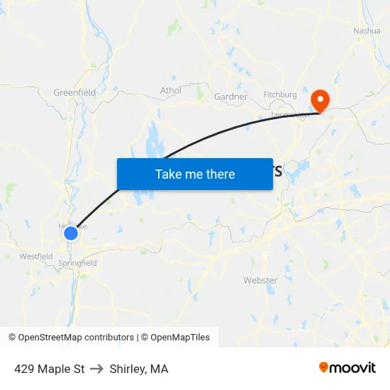 429 Maple St to Shirley, MA map