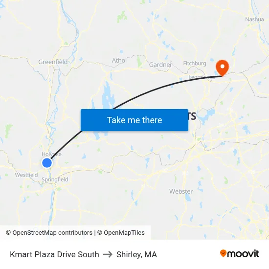 Kmart Plaza Drive South to Shirley, MA map