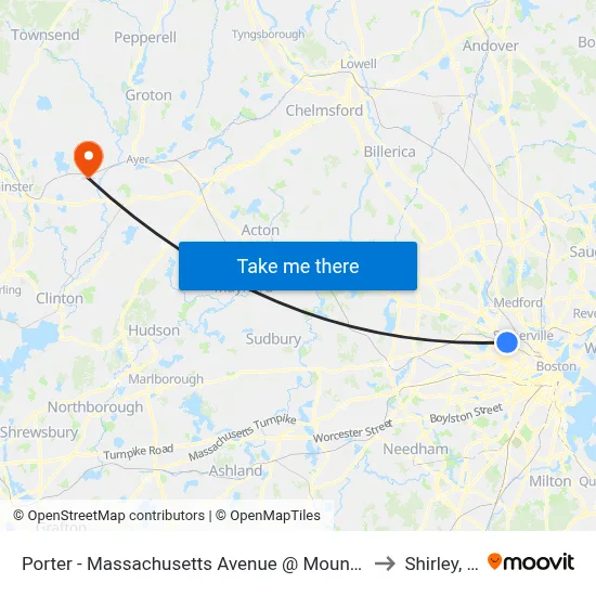 Porter - Massachusetts Avenue @ Mount Vernon St to Shirley, MA map