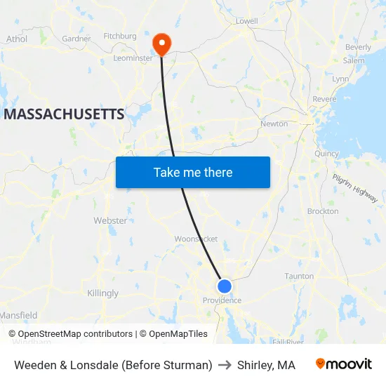 Weeden & Lonsdale (Before Sturman) to Shirley, MA map