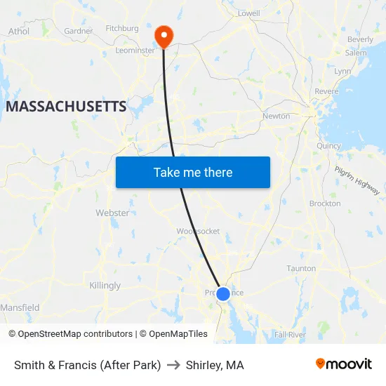 Smith & Francis (After Park) to Shirley, MA map
