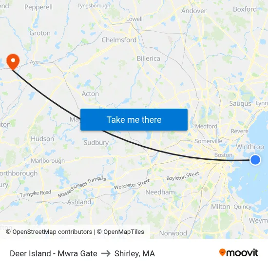 Deer Island - Mwra Gate to Shirley, MA map