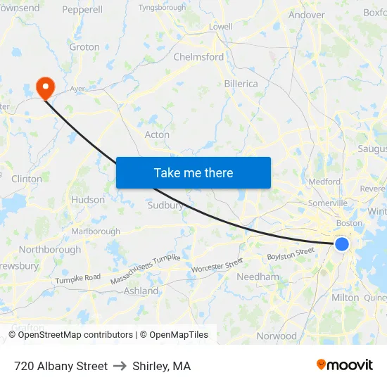 720 Albany Street to Shirley, MA map