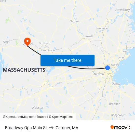 Broadway Opp Main St to Gardner, MA map