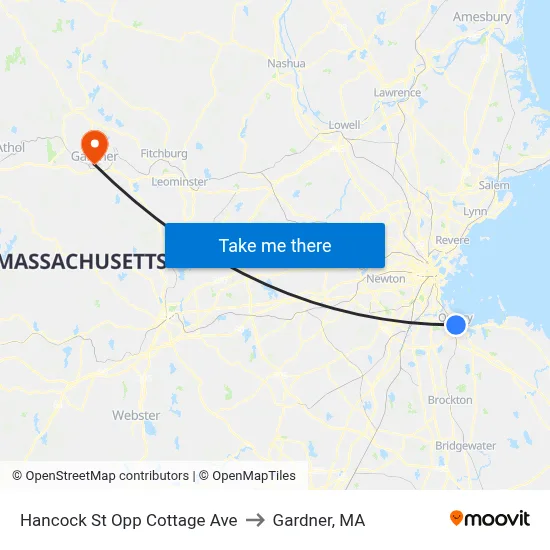 Hancock St Opp Cottage Ave to Gardner, MA map