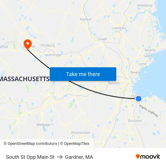 South St Opp Main St to Gardner, MA map