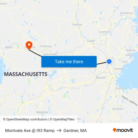 Montvale Ave @ I93 Ramp to Gardner, MA map