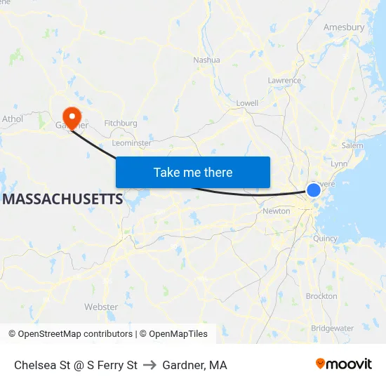 Chelsea St @ S Ferry St to Gardner, MA map