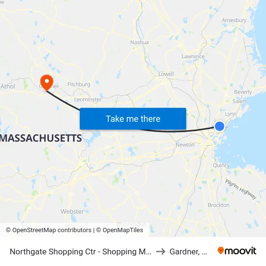 Northgate Shopping Ctr - Shopping Mall to Gardner, MA map