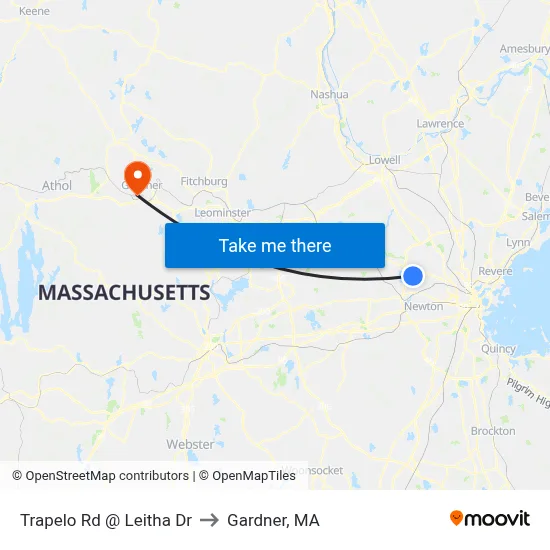 Trapelo Rd @ Leitha Dr to Gardner, MA map
