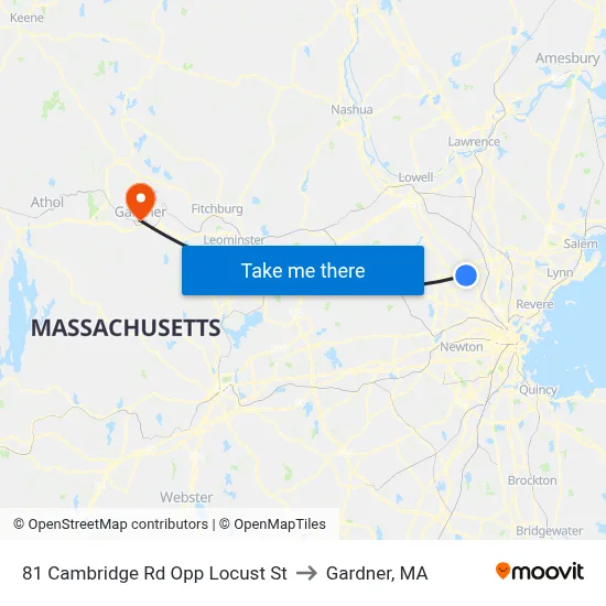 81 Cambridge Rd Opp Locust St to Gardner, MA map