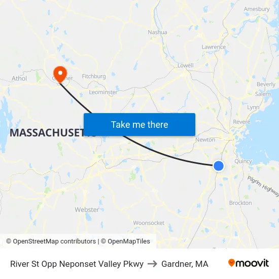 River St Opp Neponset Valley Pkwy to Gardner, MA map