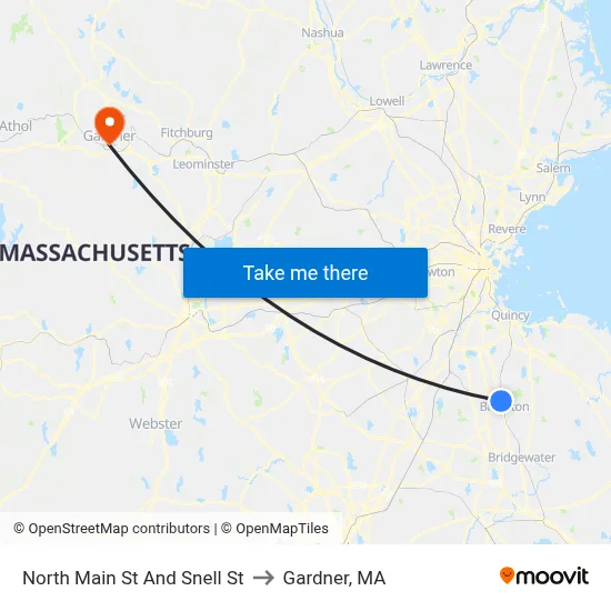 North Main St And Snell St to Gardner, MA map