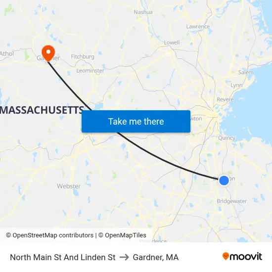 North Main St And Linden St to Gardner, MA map
