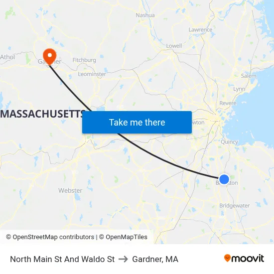 North Main St And Waldo St to Gardner, MA map