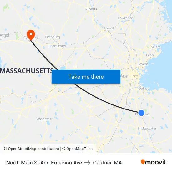 North Main St And Emerson Ave to Gardner, MA map