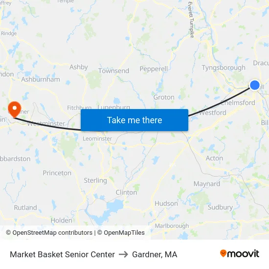 Market Basket Senior Center to Gardner, MA map