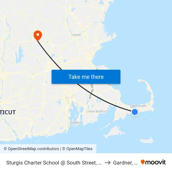 Sturgis Charter School @ South Street, Hyannis to Gardner, MA map
