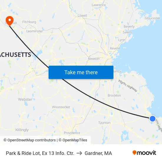 Park & Ride Lot, Ex 13 Info. Ctr. to Gardner, MA map