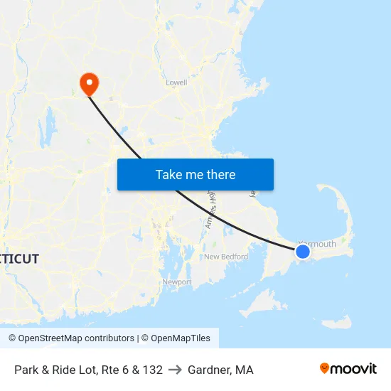 Park & Ride Lot, Rte 6 & 132 to Gardner, MA map