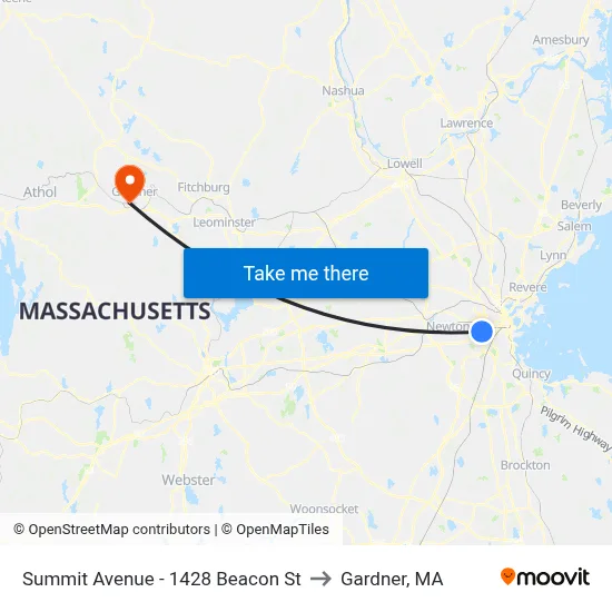 Summit Avenue - 1428 Beacon St to Gardner, MA map