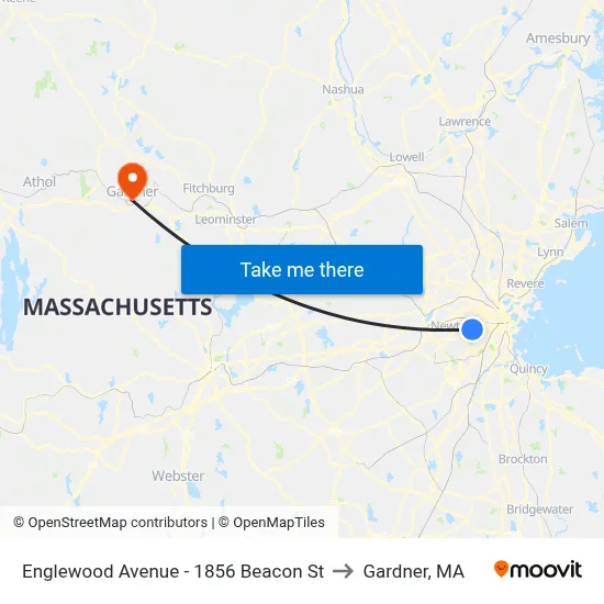 Englewood Avenue - 1856 Beacon St to Gardner, MA map